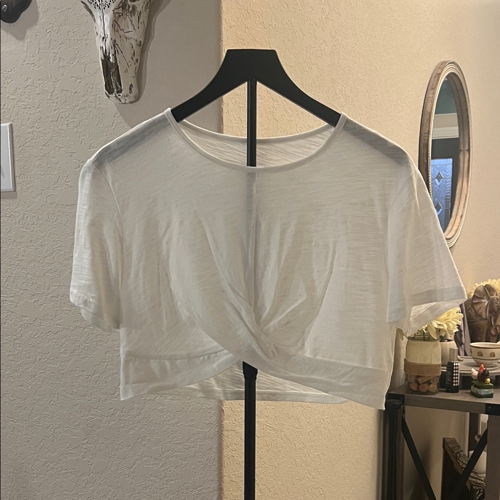 SHEIN White Twist Detail Crop Top